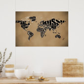 Typografische Wereldkaart Poster (Keuken)
