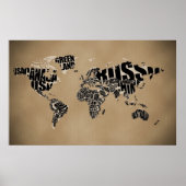 Typografische Wereldkaart Poster (Voorkant)
