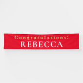 Typografyl Gefeliciteerd Naam Rood Afstuderen Spandoek (Horizontaal)