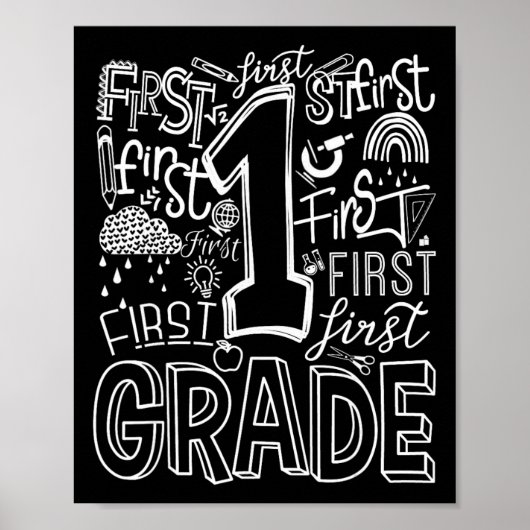 Typography 1st Grade Team Student Teacher  Poster (Voorkant)