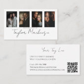 Typography 4 Photo Template Personalized QR Code Visitekaartje (Voorkant / Achterkant)