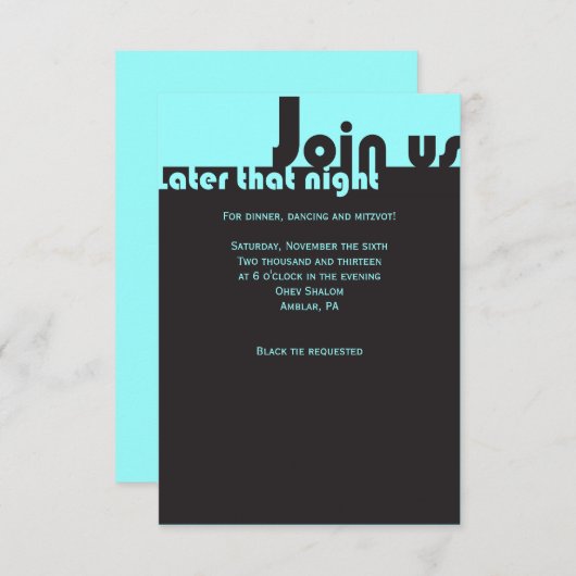 TYPOGRAPHY Bar Bat Mitzvah Party Neon Kaart (Voorkant / Achterkant)