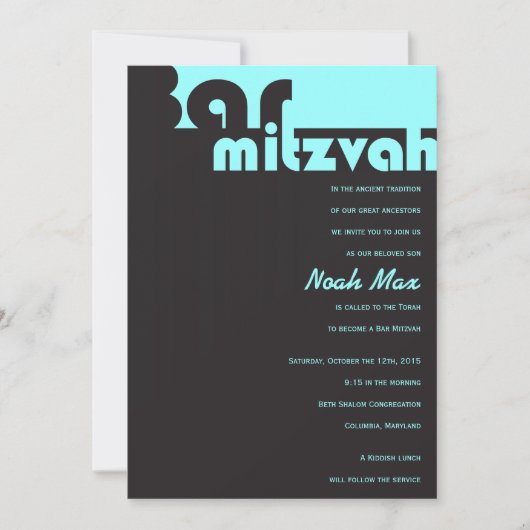 TYPOGRAPHY Bar Mitzvah-uitnodiging Kaart (Voorkant)