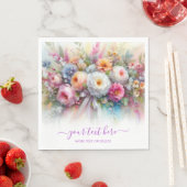 Typography Custom Text Aquarell Floral Luncheon Servet (Insitu)