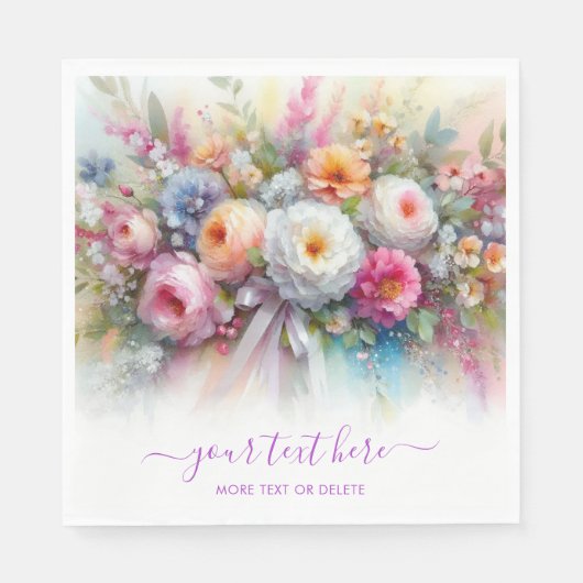 Typography Custom Text Aquarell Floral Luncheon Servet (Voorkant)