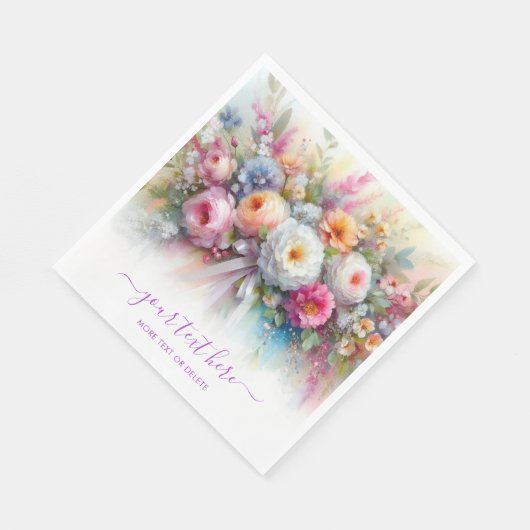 Typography Custom Text Aquarell Floral Luncheon Servet (Hoek)