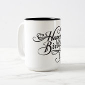 Typography Happy Birthday Mug Tweekleurige Koffiemok (Voorkant links)
