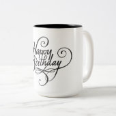 Typography Happy Birthday Mug Tweekleurige Koffiemok (Voorkant rechts)