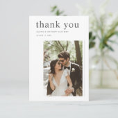 Typography Modern Minimalist Chic Wedding Photo Bedankkaart (Staand voorkant)