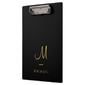 Typography Monogram Clipboard Elegant Black Gold Klembord (Links)