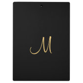Typography Monogram Clipboard Elegant Black Gold Klembord (Achterkant)