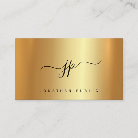 Typography Monogram Gold Premium Silk Luxurious Visitekaartje (Voorkant)
