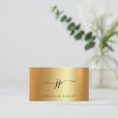 Typography Monogram Gold Premium Silk Luxurious Visitekaartje (Staand voorkant)