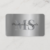 Typography Name QR Code Script Luxury Silver Visitekaartje (Voorkant)