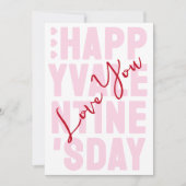 Typography Pink and Red  Happy Valentine's Day Feestdagenkaart (Voorkant)
