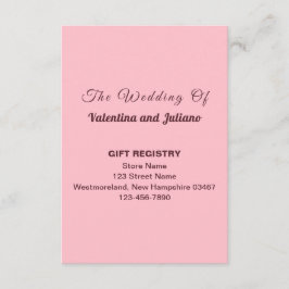 Typography Pink Wedding Gift Registry Portrait Informatiekaartje