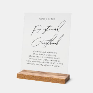 Typography postcard guest book wedding acrylic acryl bord