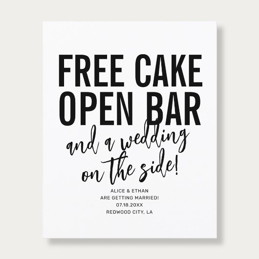 Typography QR Code Free Cake Wedding Save The Date Flyer