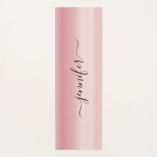 Typography Script Name Elegant Rose Gold Fitness Yogamat (Voorkant)