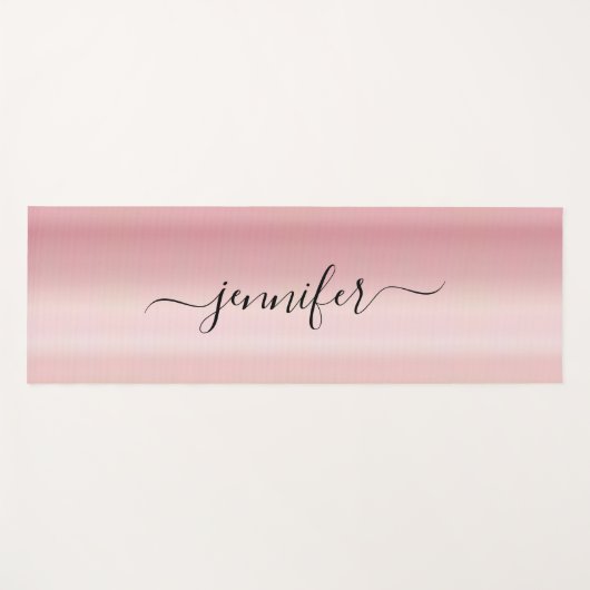 Typography Script Name Elegant Rose Gold Fitness Yogamat (Voorkant (horizontaal))