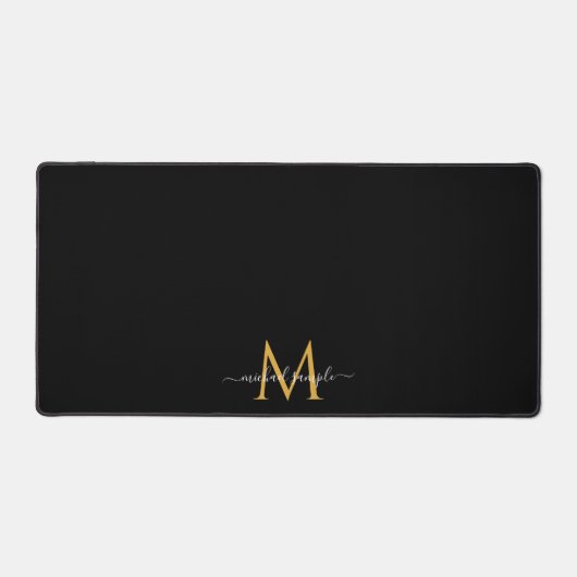 Typography Script Name Monogram Black Gold Chic Bureaumat (Voorkant)