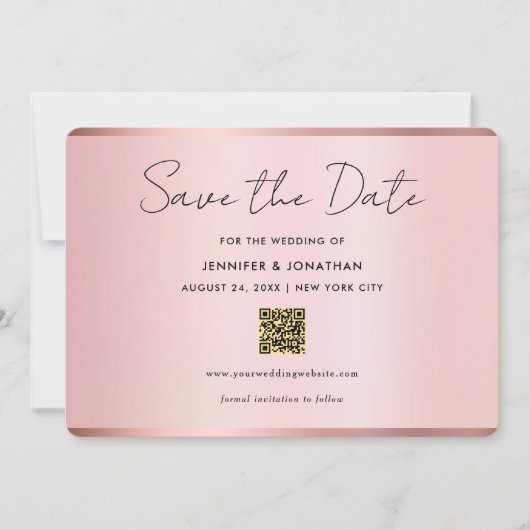 Typography Script Save The Date Chic Rose Gold (Voorkant)