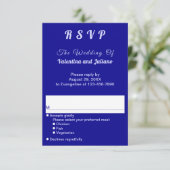 Typography Style Dark Blue Portrait Wedding RSVP Kaartje (Staand voorkant)
