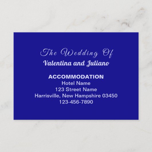 Typography Style Dark Blue Wedding Accommodation Informatiekaartje (Voorkant)