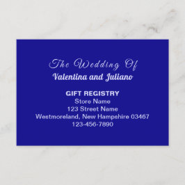 Typography Style Dark Blue Wedding Gift Registry Informatiekaartje
