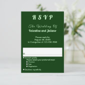 Typography Style Dark Green Portrait Wedding RSVP Kaartje (Staand voorkant)