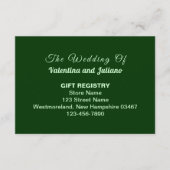 Typography Style Dark Green Wedding Gift Registry Informatiekaartje (Voorkant)