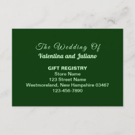 Typography Style Dark Green Wedding Gift Registry Informatiekaartje