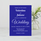 Typography Style Minimalist Dark Blue Wedding Kaart (Staand voorkant)