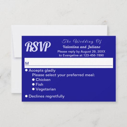 Typography Style Minimalist Dark Blue Wedding RSVP (Voorkant)