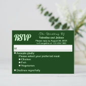 Typography Style Minimalist Dark Green Wedding RSVP Kaartje (Staand voorkant)