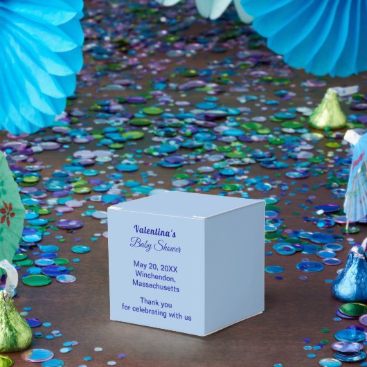 Typography Style Minimalist Light Blue Baby Shower Bedankdoosjes (Feest)