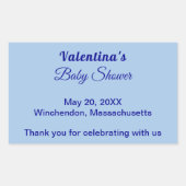 Typography Style Minimalist Light Blue Baby Shower Rechthoekige Sticker (Voorkant)