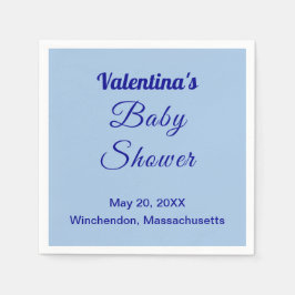 Typography Style Minimalist Light Blue Baby Shower Servet