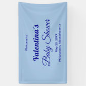 Typography Style Minimalist Light Blue Baby Shower Spandoek (Verticaal)