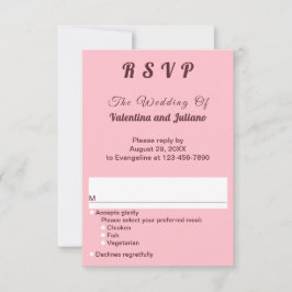 Typography Style Minimalist Pink Portrait Wedding RSVP Kaartje
