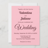 Typography Style Minimalist Pink Wedding Kaart (Voorkant)