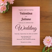 Typography Style Minimalist Pink Wedding Kaart