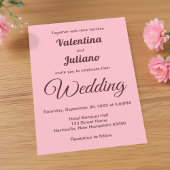 Typography Style Minimalist Pink Wedding Kaart
