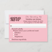 Typography Style Minimalist Pink Wedding RSVP Kaartje (Voorkant)