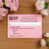 Typography Style Minimalist Pink Wedding RSVP Kaartje