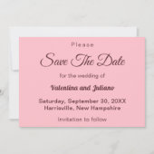 Typography Style Minimalist Pink Wedding Save The Date (Voorkant)