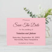 Typography Style Minimalist Pink Wedding Save The Date (Staand voorkant)