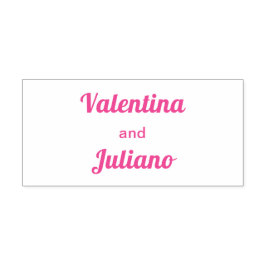 Typography Style Minimalist Pink Wedding Stamp Zelfinktende Stempel