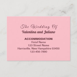 Typography Style Pink Wedding Accommodation Informatiekaartje