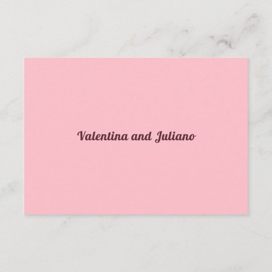 Typography Style Pink Wedding Accommodation Informatiekaartje (Achterkant)